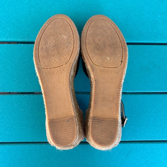 VISCATA Pubol Espadrilles Black Canvas Wedge Heel Sandals Ankle Strap US 7 EU 38 - Picture 12 of 12